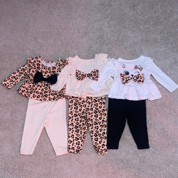 Other - Leopard Print Baby Outfit Set with Bows